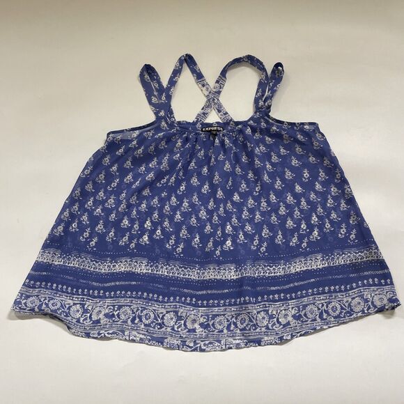 Express Sheer‎ Blouse Tank Top Fairy Floral Y2K BOHO Medium - Picture 1 of 8